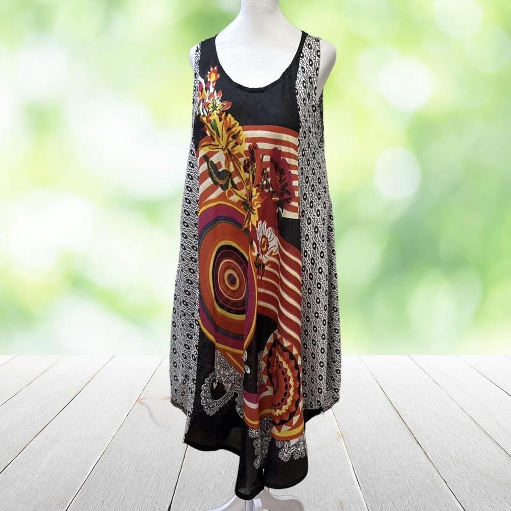 Vintage 90s JESSICA TAYLOR Tank Dress One Size Plus Abstract A-Line Hand Loomed
